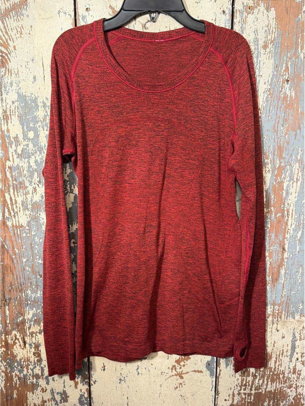 Women's Lululemon Swiftly Tech Long Sleeve Red Crew shirt size 8